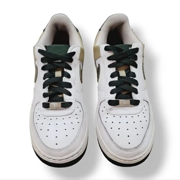 Vintage Y2K Nike Air Force 1 '07 White Dark Army Green Tweed 314192-132 Y5.5/ W7 - Picture 2 of 16